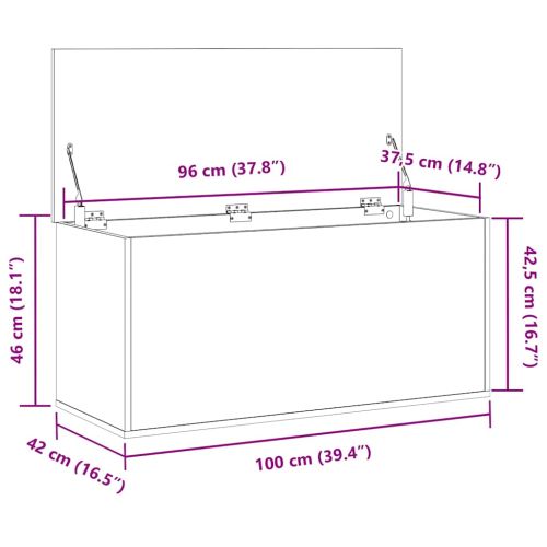 Кутия за съхранение със съхранение дъб артизан 100 x 42 x 46 cm