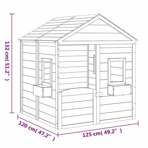 Къща за игра със заключваща се врата и саксии, чам масив