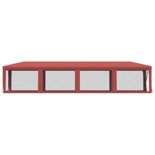 Парти палатка с 10 мрежести странични стени червена 3x12 м HDPE