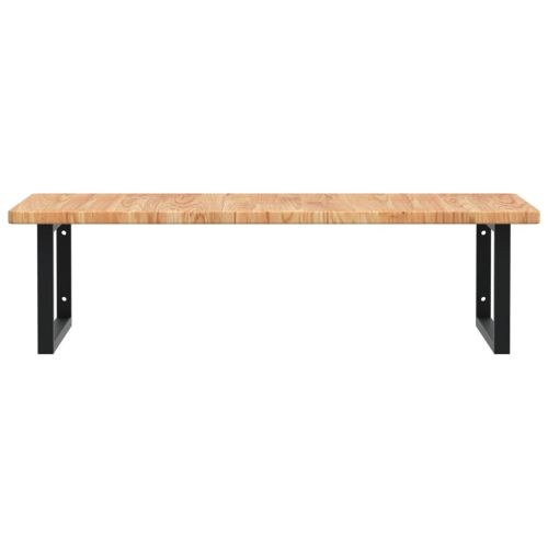 Стенен рафт за мивка, стомана и масивно дърво дъб