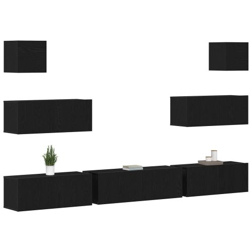 Комплект ТВ шкаф 7 pcs Черния дъб 100 x 30 x 30 cm