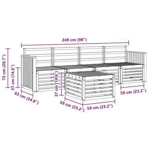 Комплекти дивани 5 pcs Естествен Солидно акациево дърво