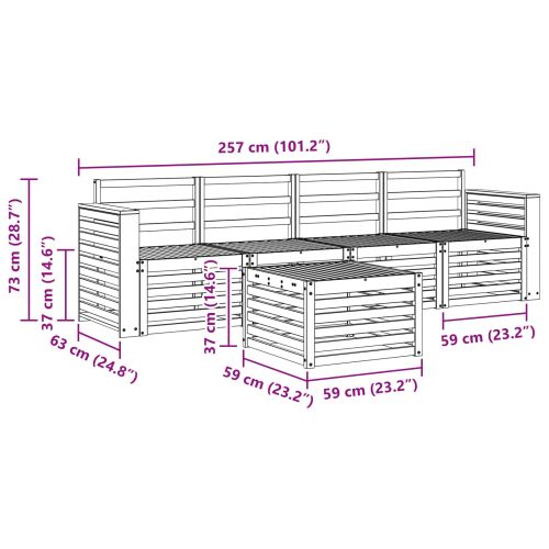 Комплекти дивани 5 pcs Естествен Солидно акациево дърво