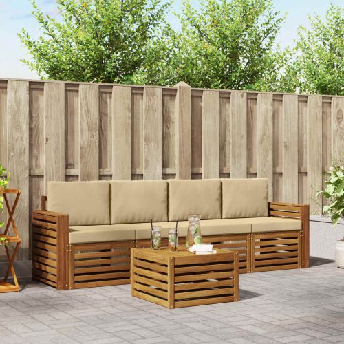 Комплекти дивани Натурален и Бежов Солидно акациево дърво