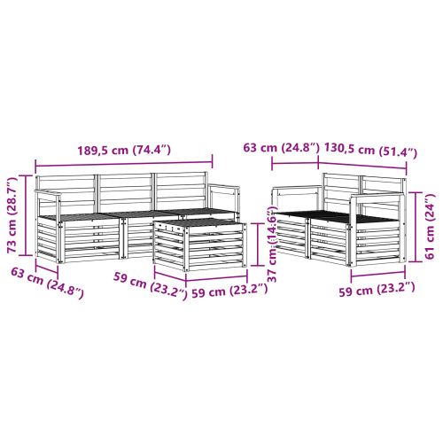 Комплекти дивани 6 pcs Естествен Солидно акациево дърво