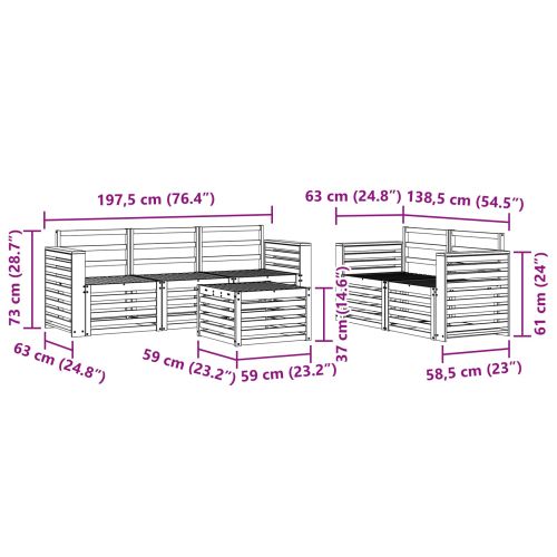 Комплекти дивани 6 pcs Естествен Солидно акациево дърво