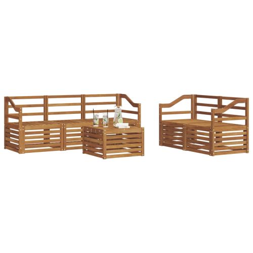 Комплекти дивани 6 pcs Естествен Солидно акациево дърво