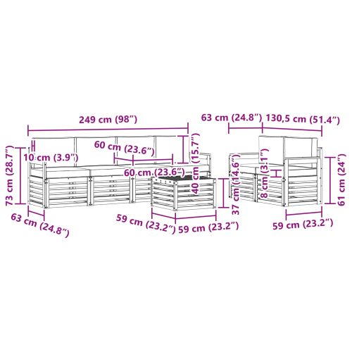 Комплект дивани за открито 7 pcs Натурален и Бежов