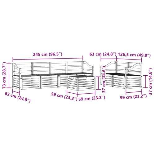 Комплекти дивани 7 pcs Естествен Солидно акациево дърво