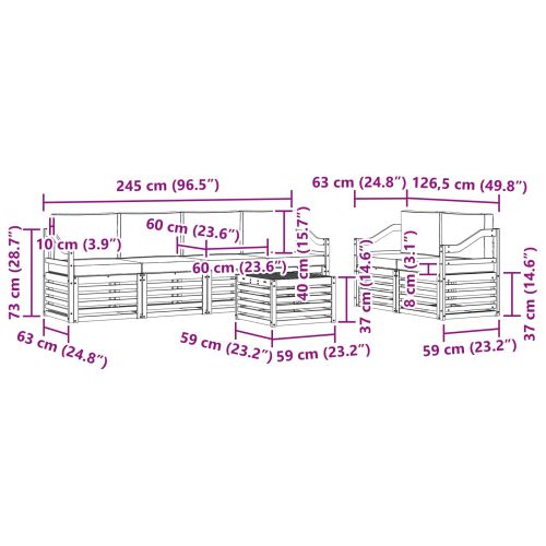 Комплект дивани за открито 7 pcs Натурален и Антрацит