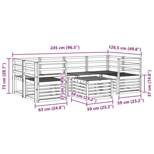 Комплекти дивани 7 pcs Естествен Солидно акациево дърво