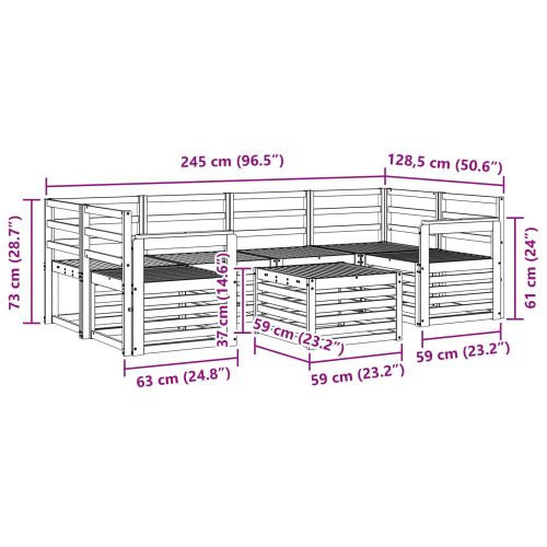 Комплекти дивани 7 pcs Естествен Солидно акациево дърво