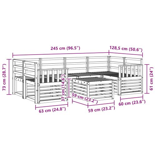 Комплекти дивани 7 pcs Естествен Солидно акациево дърво