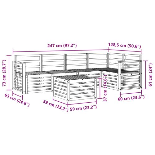 Комплекти дивани 6 pcs Естествен Солидно акациево дърво