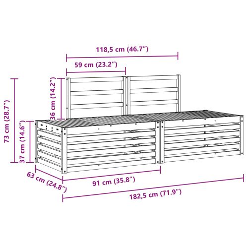 Комплект дивани за открито 2 Брой Естествен 182,5 x 63 x 73 см