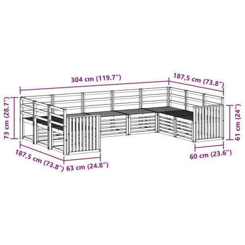 Комплекти дивани 9 pcs Естествен Солидно акациево дърво