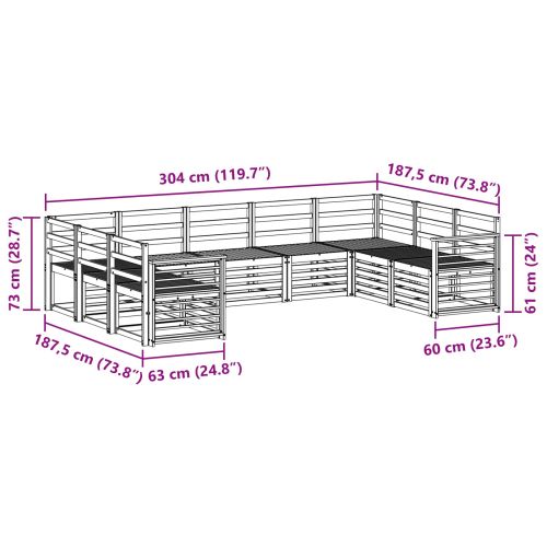 Комплекти дивани 9 pcs Естествен Солидно акациево дърво