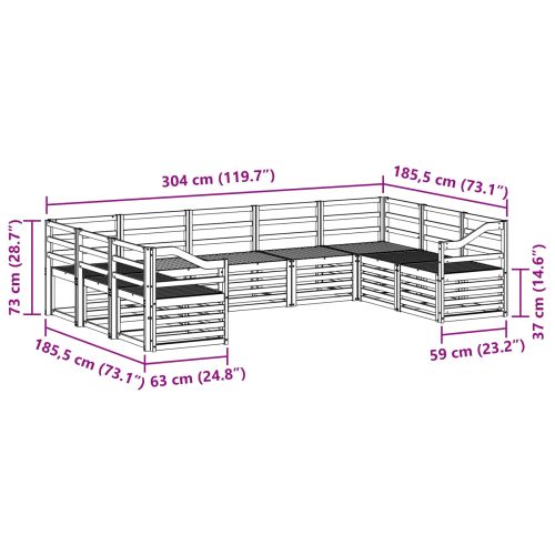 Комплекти дивани 9 pcs Естествен Солидно акациево дърво
