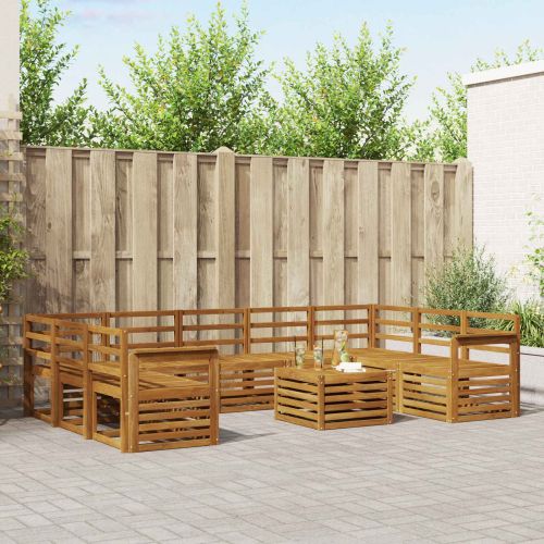 Комплекти дивани 10 pcs Естествен Солидно акациево дърво