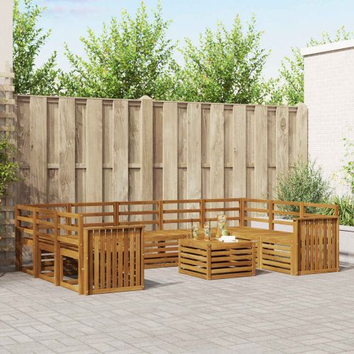 Комплекти дивани 10 pcs Естествен Солидно акациево дърво