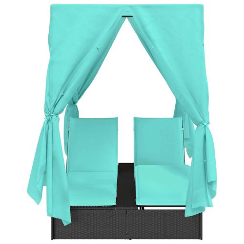Двойно шезлонг С завеси Тюркоаз 205 x 129 x 200 см полиратан