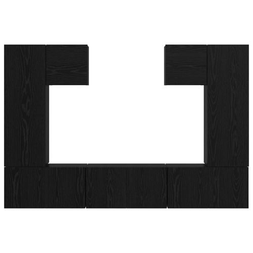 Комплект ТВ шкаф 7 pcs Черния дъб Инженерно дърво