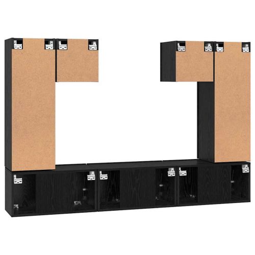 Комплект ТВ шкаф 7 pcs Черния дъб Инженерно дърво