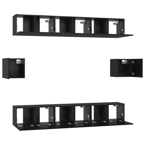 Комплект ТВ шкаф 8 pcs Черния дъб Инженерно дърво