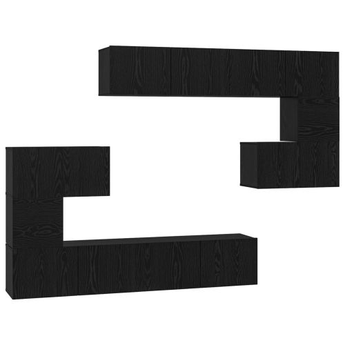 Комплект ТВ шкаф 8 pcs Черния дъб Инженерно дърво