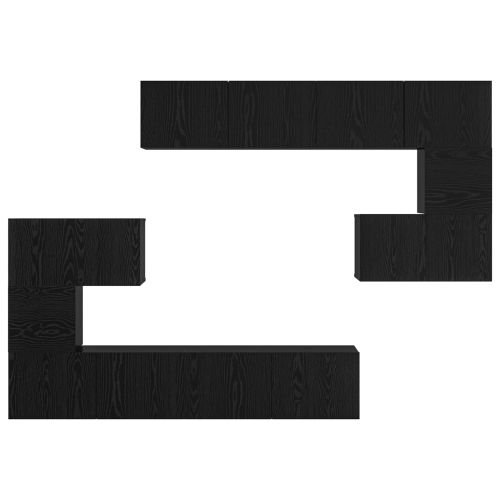 Комплект ТВ шкаф 8 pcs Черния дъб Инженерно дърво