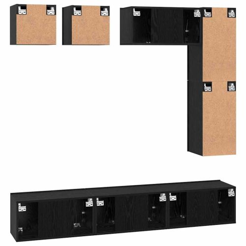 Комплект ТВ шкаф 8 pcs Черния дъб Инженерно дърво