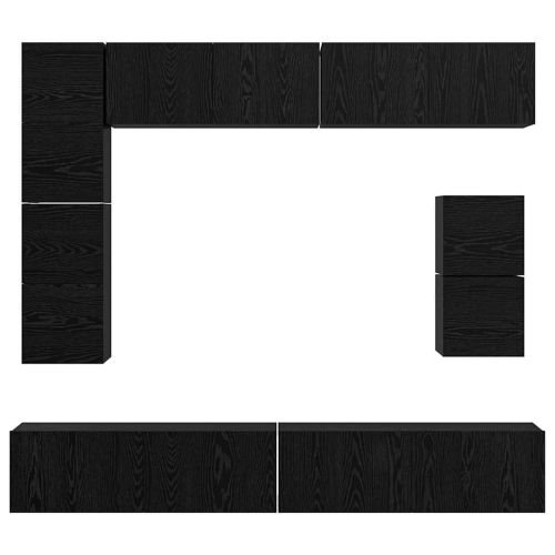 Комплект ТВ шкаф 8 pcs Черния дъб Инженерно дърво
