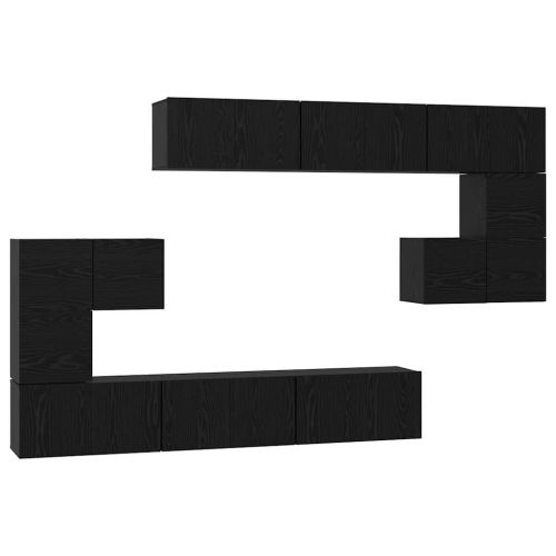 Комплект ТВ шкаф 10 pcs Черния дъб Инженерно дърво