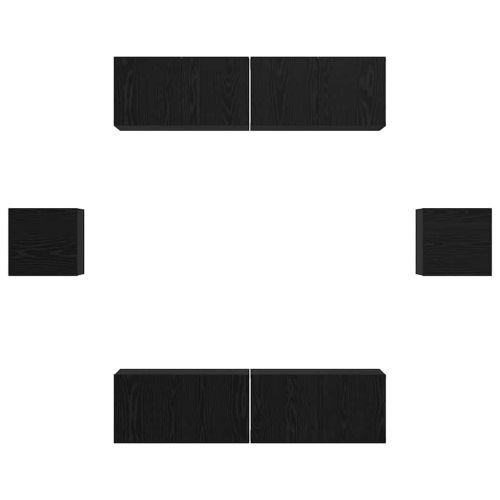 Комплект ТВ шкаф 6 pcs Черен дъб Инженерно дърво