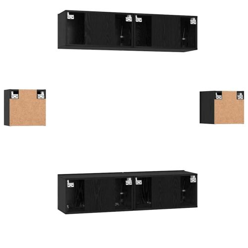 Комплект ТВ шкаф 6 pcs Черен дъб Инженерно дърво