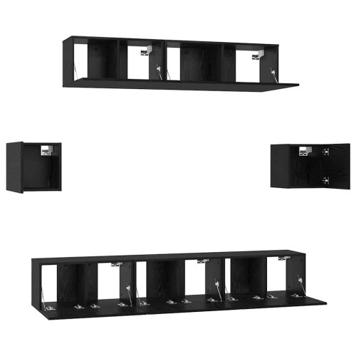 Комплект ТВ шкаф 7 pcs Черния дъб Инженерно дърво