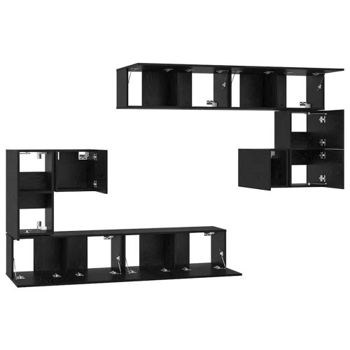 ТВ Единици Монтиране на стена 4 pcs Черния дъб Инженерно дърво