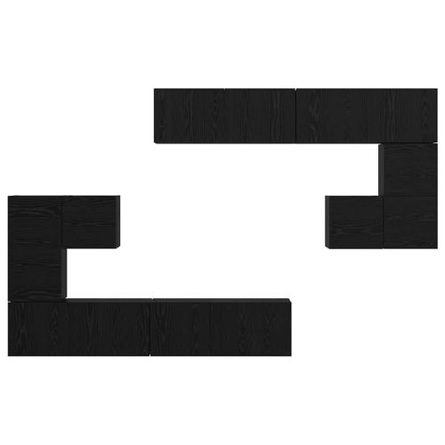 ТВ Единици Монтиране на стена 4 pcs Черния дъб Инженерно дърво