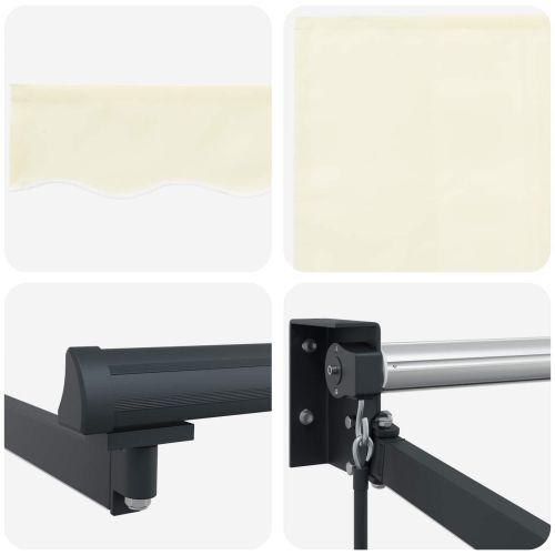 Ръчен изтеглящ сенник с LED светлини Крем 4 × 3 m