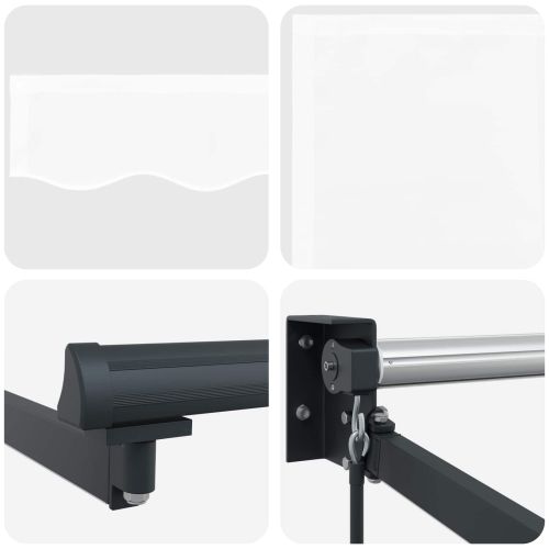 Ръчен изтеглящ сенник с LED светлини Бял 4 × 3 m