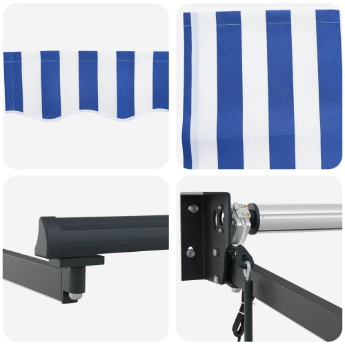 Електрически разтегателен навес Синьо и бяло 3 x 2,5 m