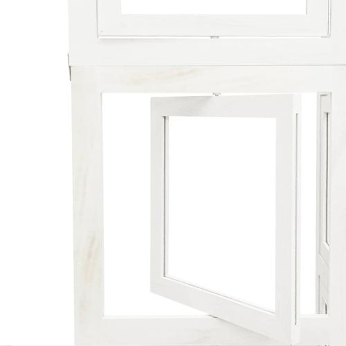 Разделител за стая, 3 панела, бял, дърво пауловния масив