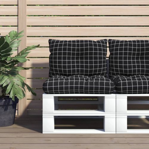 Палетни възглавници, 2 бр, черно каре, плат Оксфорд