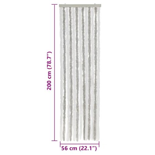 Ресни за врата против мухи, светлосиво и бяло, 56x200 см, шенил