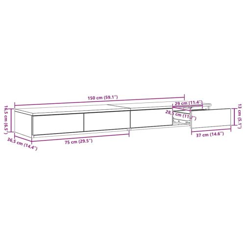 Чекмеджета за легло Дъб 150 x 36,5 x 16,5 см Инженерно дърво