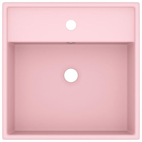 Мивка с преливник лукс квадрат розов мат 41x41 см керамика