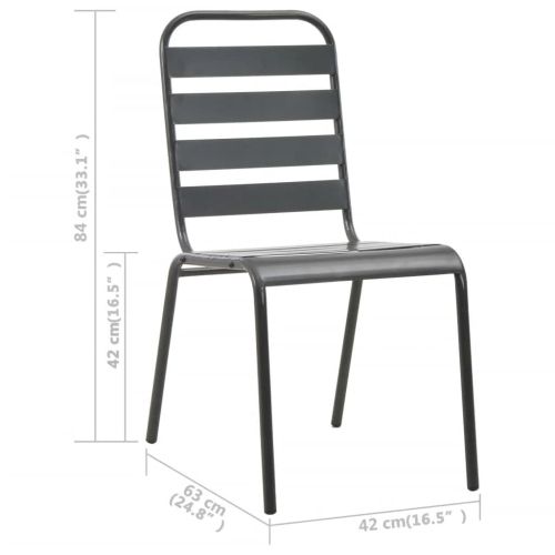 Градински трапезен комплект, 5 части, стомана, тъмносив