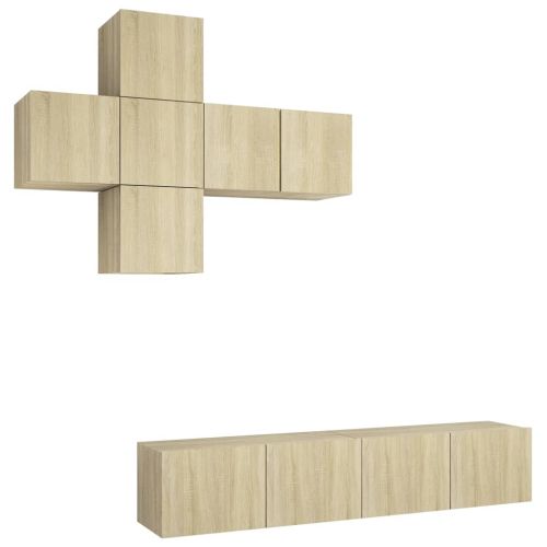 Комплект ТВ шкафове от 7 части, дъб сонома, инженерно дърво