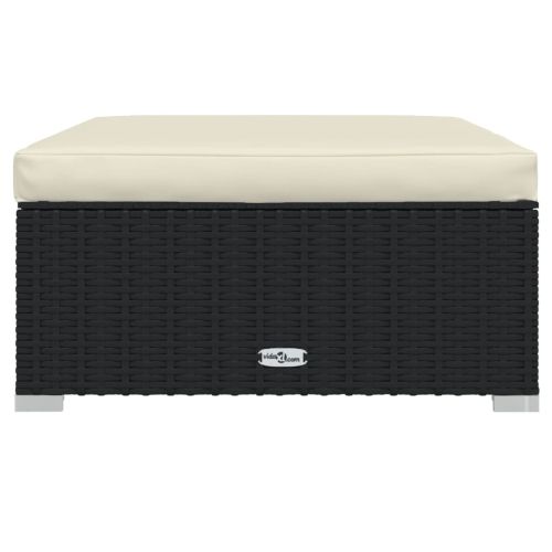 Градински лаундж комплект с възглавници 6 части черен полиратан