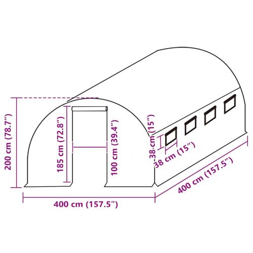 Резервно покривало за парник (16 м²), 400x400x200 см, зелено